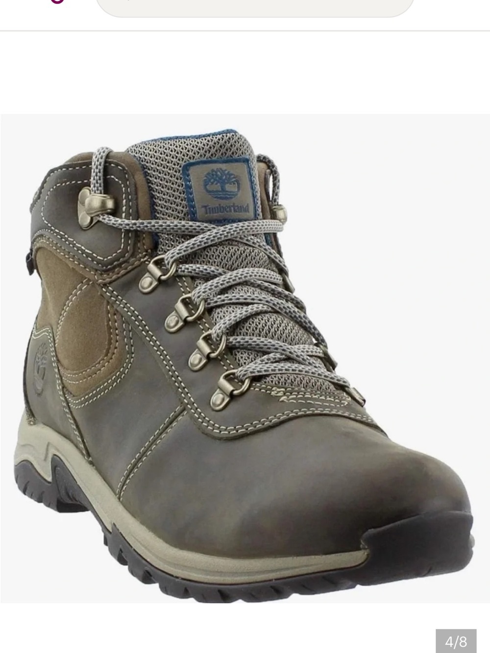 Timberland Gray/Brown Leather Lace-Up Hiking Boot USA 7